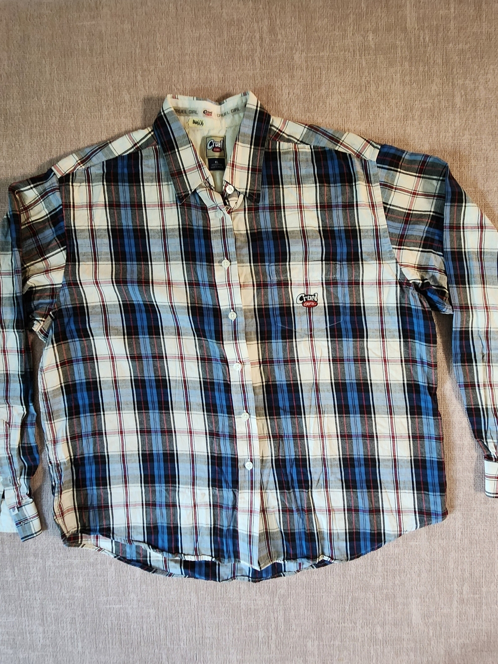 Cruel Girl Blue & White Plaid Button-Down Shirt